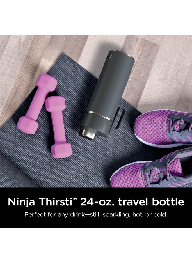 Ninja Ninja Thirsti 18oz Travel Water Bottle, For Carbonated Sparkling Drinks, Colder and Fizzier Longer, Leak Proof, 24 Hrs Cold, Dishwasher Safe, Stainless Steel Insulated Tumbler, Charcoal Gray, DW1801GY  - Image 2