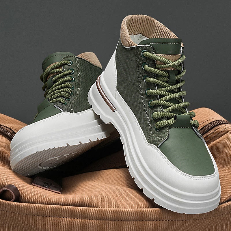 Boots Men'S Shoes High-Top Autum Outdoor Casual Thick-Soled Heightening Boys' Sports Work Boots Retro Work Boots - Image 4