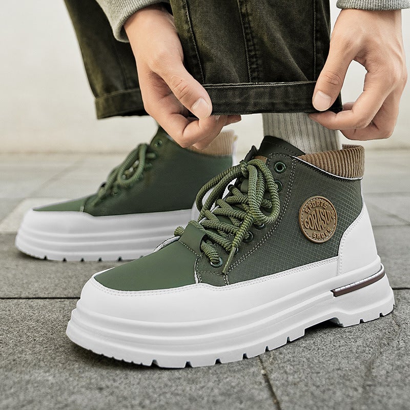 Boots Men'S Shoes High-Top Autum Outdoor Casual Thick-Soled Heightening Boys' Sports Work Boots Retro Work Boots - Image 2