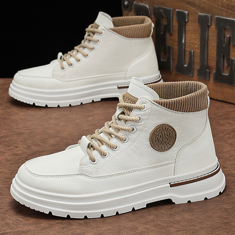 Boots Men'S Shoes High-Top Autum Outdoor Casual Thick-Soled Heightening Boys' Sports Work Boots Retro Work Boots - Image 1