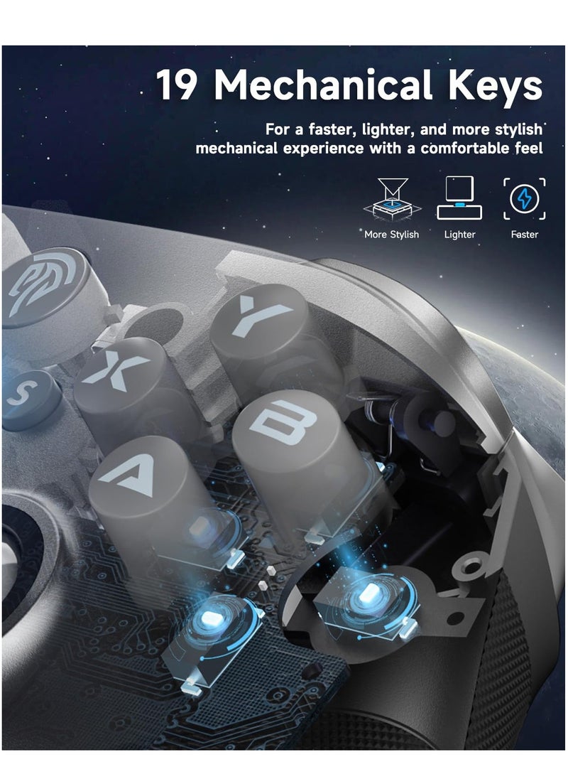 Verci EasySMX X10 PC Controller for Black Myth: Wukong - Enhanced Wireless Bluetooth Controller with a Swappable Faceplate/Hall Joysticks and Triggers for PC/Switch/Steam/Android TV/Android and iOS Mobile(Black)  - Image 5