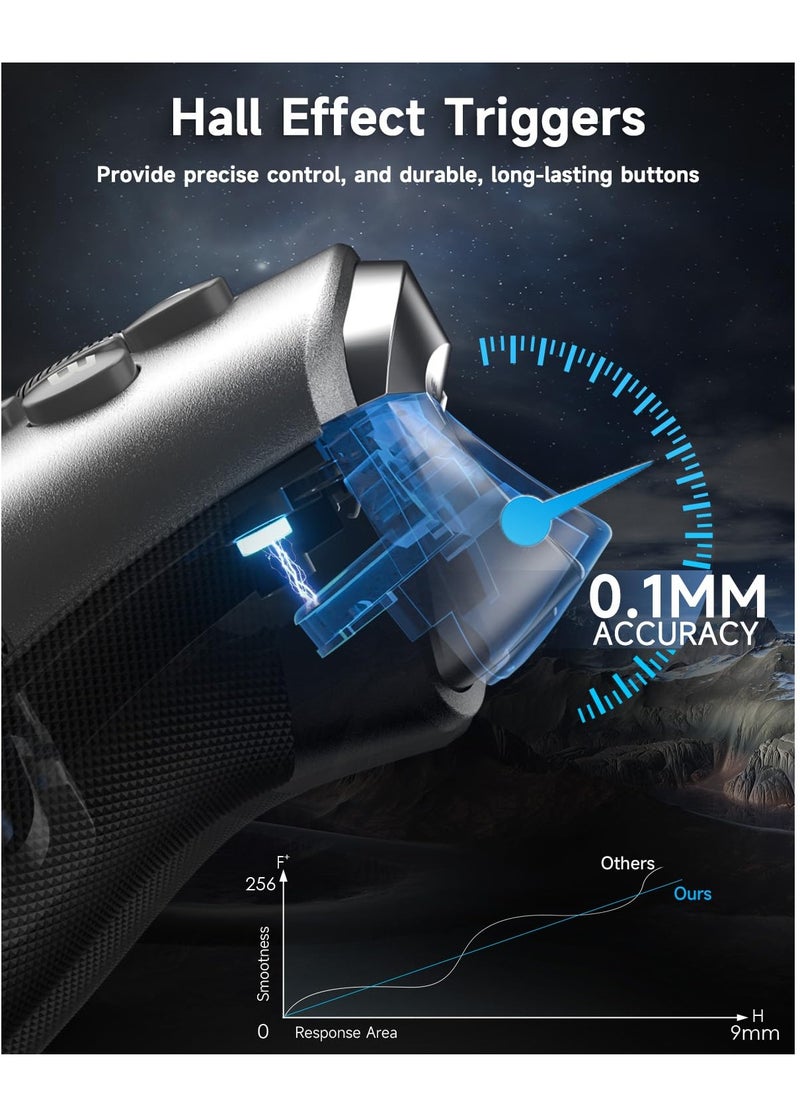 Verci EasySMX X10 PC Controller for Black Myth: Wukong - Enhanced Wireless Bluetooth Controller with a Swappable Faceplate/Hall Joysticks and Triggers for PC/Switch/Steam/Android TV/Android and iOS Mobile(Black)  - Image 4