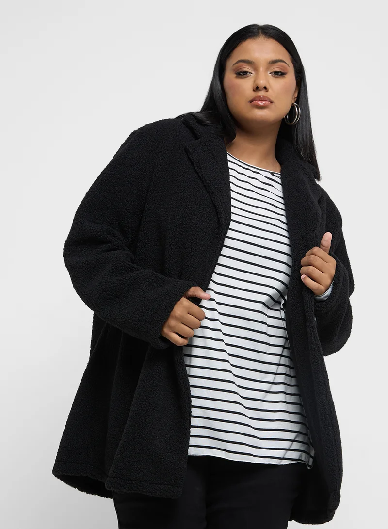 جينجر بلس Longline Lapel Collar Coat