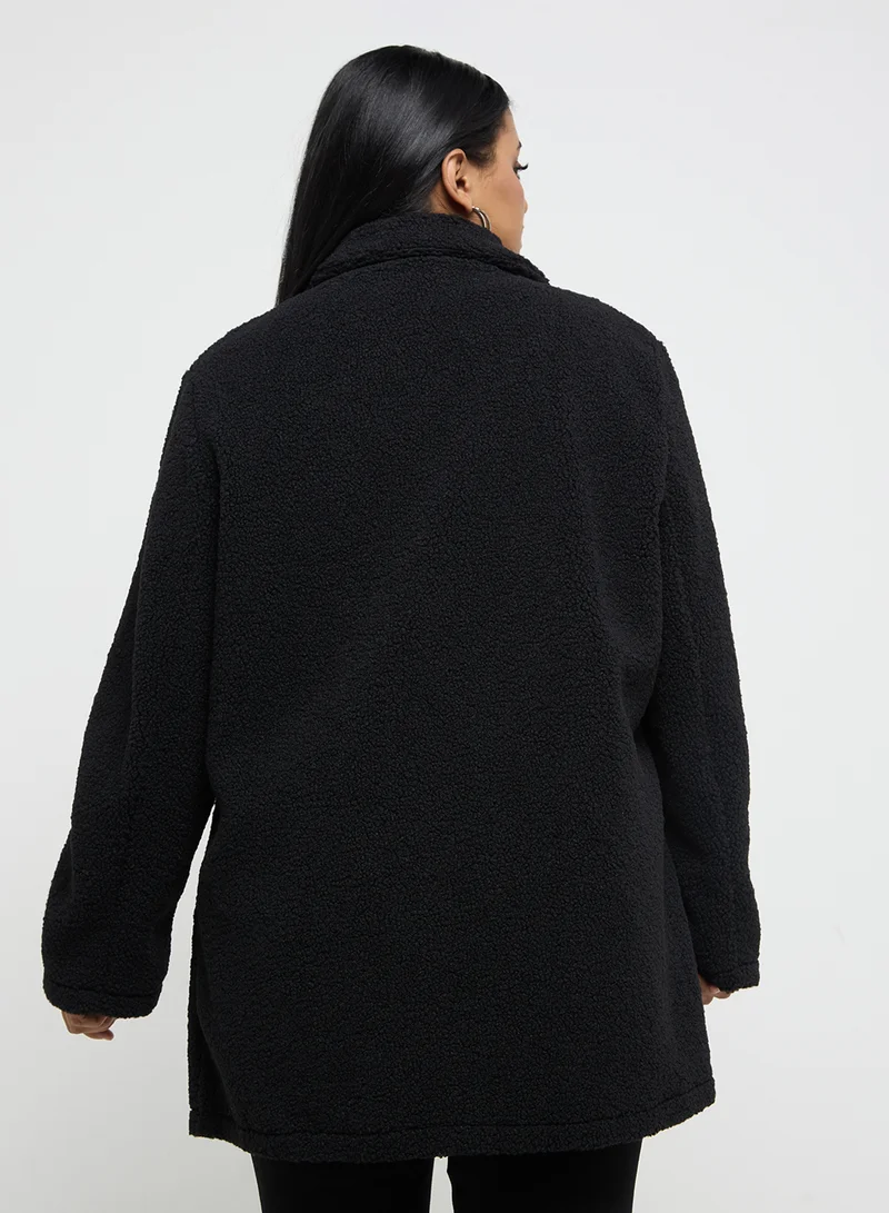 جينجر بلس Longline Lapel Collar Coat