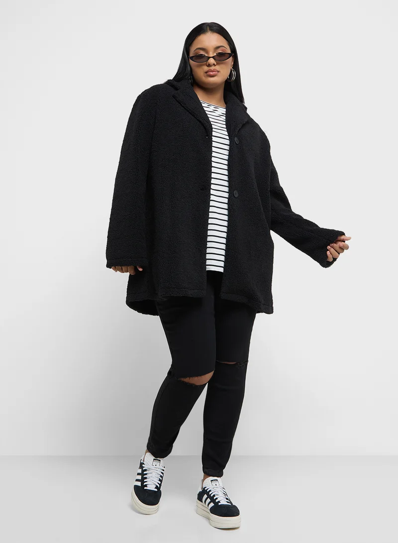 جينجر بلس Longline Lapel Collar Coat