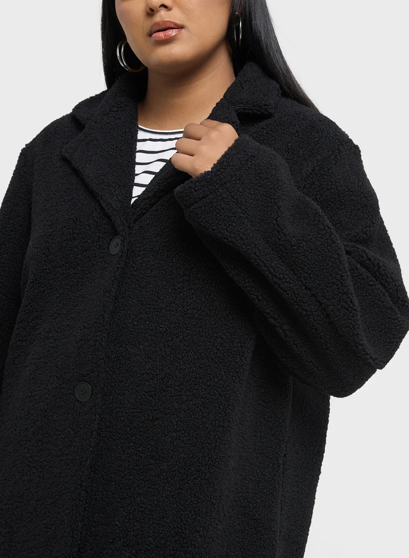 جينجر بلس Longline Lapel Collar Coat