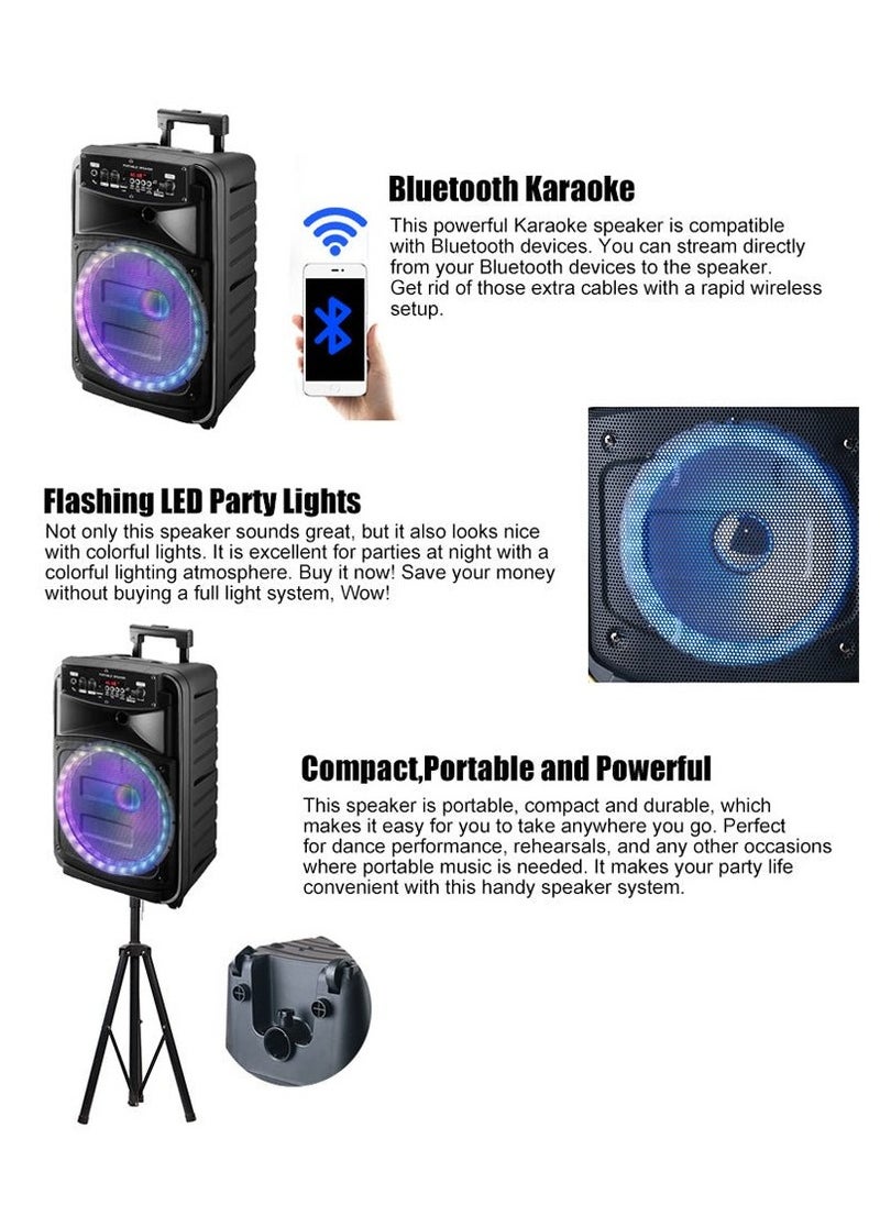 Crony - RX-8148 Speaker 8 Inch Portable Bluetooth Karaoke Wireless Trolley Speaker System With Battery - Image 1