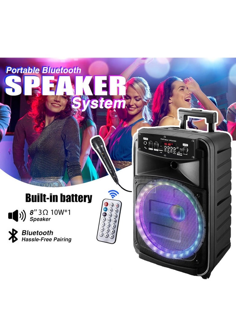 Crony - RX-8148 Speaker 8 Inch Portable Bluetooth Karaoke Wireless Trolley Speaker System With Battery - Image 1