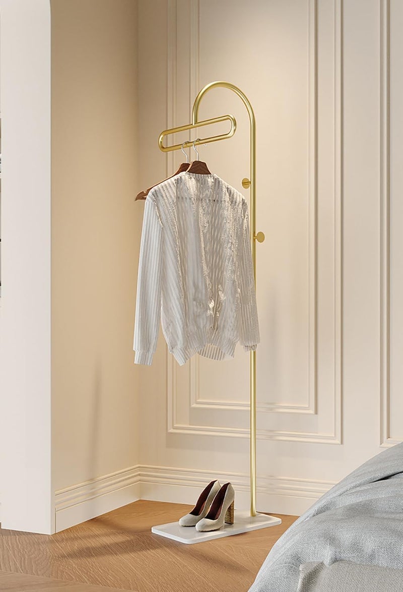TMOHRA Metal Coat Rack Freestanding with 3 Hooks,170CM Sturdy Coat Racks Hanger Stand and Natural Marble Heavy Base,Clothes Stand Hat Hanger for Bedroom/Hallway/Entryway/Living Room (Gold) - Image 5