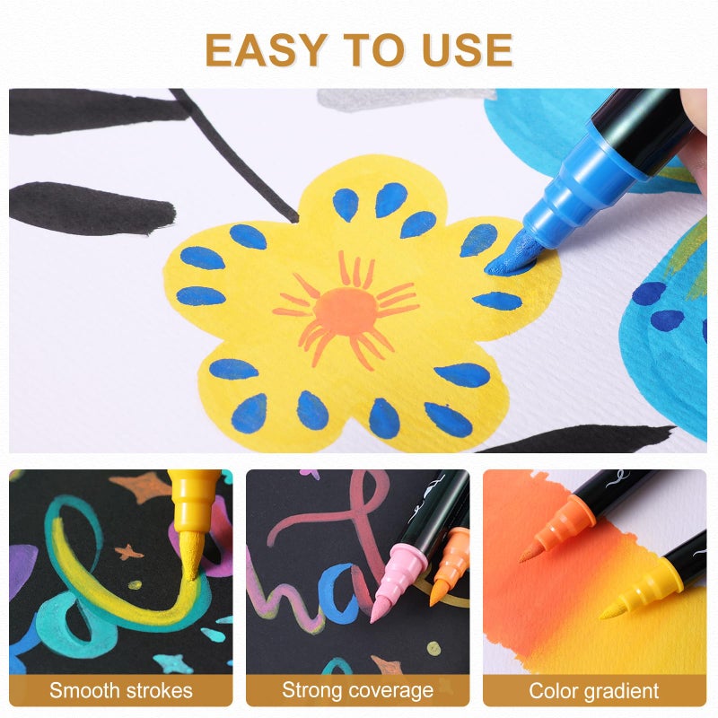 TOSHARE Acrylic Paint Pens Markers  100 Colors Dual Tip Acrylic Paint Pens With Brush Tip And Fine Tip  Waterproof Markers For Rock Painting  Wood  Canvas  Stone  Glass  Ceramic Diy Crafts Making Art Supplies - Image 4
