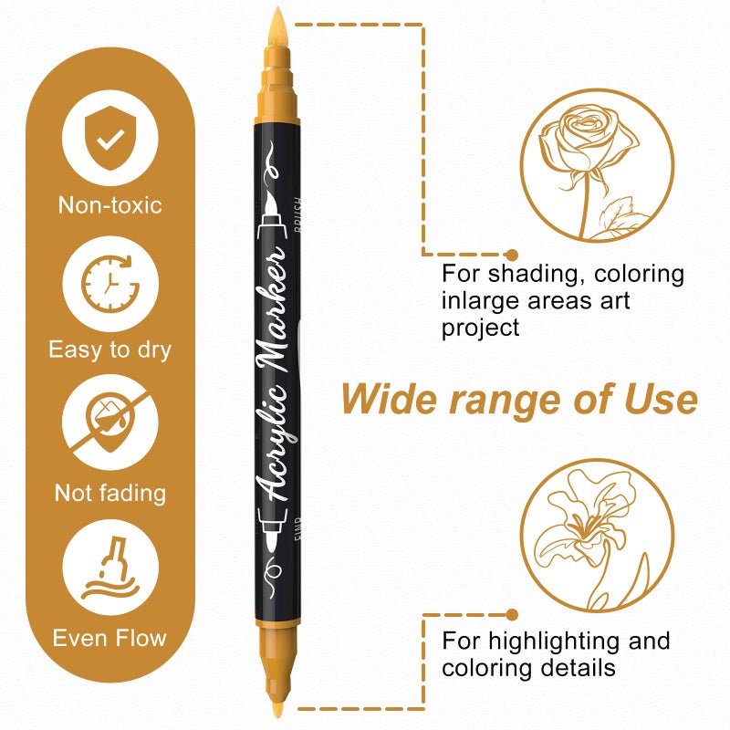 TOSHARE Acrylic Paint Pens Markers  100 Colors Dual Tip Acrylic Paint Pens With Brush Tip And Fine Tip  Waterproof Markers For Rock Painting  Wood  Canvas  Stone  Glass  Ceramic Diy Crafts Making Art Supplies - Image 5