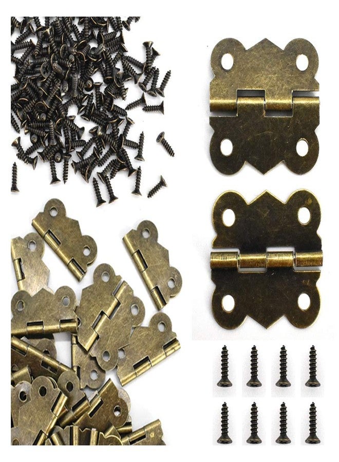 NIANNIAN 50 Pieces Antique Small Box Hinges Mini Hinges Retro Butt Hinges Gift Box Hinges with 200Pcs Screws for DIY Jewelry Box - Image 1