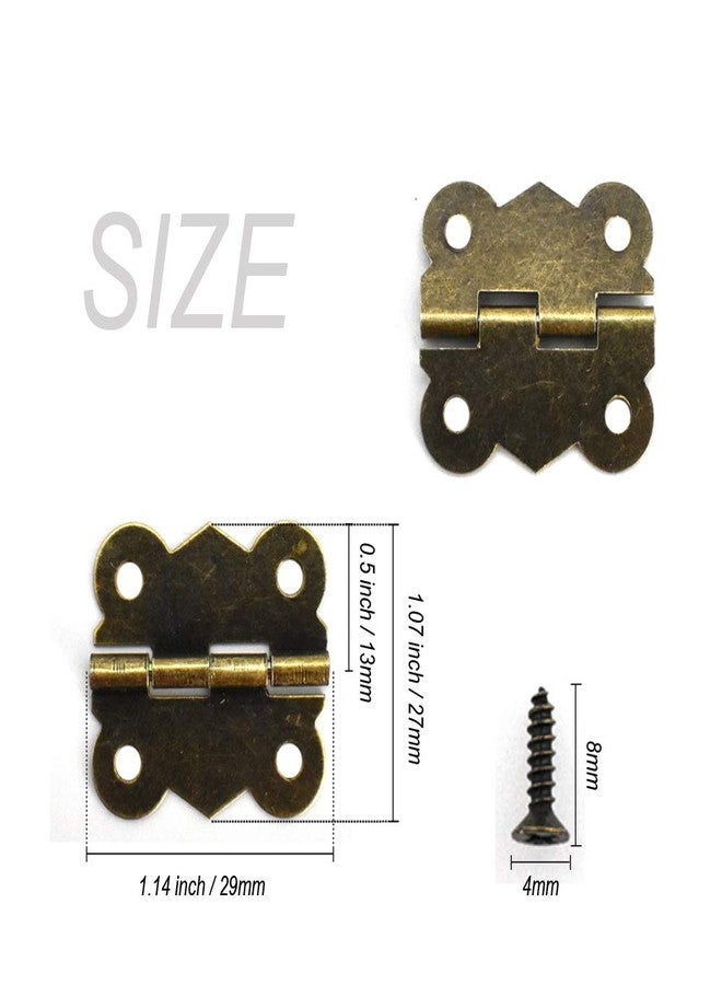 NIANNIAN 50 Pieces Antique Small Box Hinges Mini Hinges Retro Butt Hinges Gift Box Hinges with 200Pcs Screws for DIY Jewelry Box - Image 2
