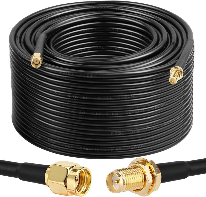 XRDS -RF XRDS - RF RP-SMA Male to RP-SMA Female Coax Cable 200FT, RG58 WiFi Antenna Extension Coax Cable for WiFi LAN Router Wireless Network Card Adapter - Image 1