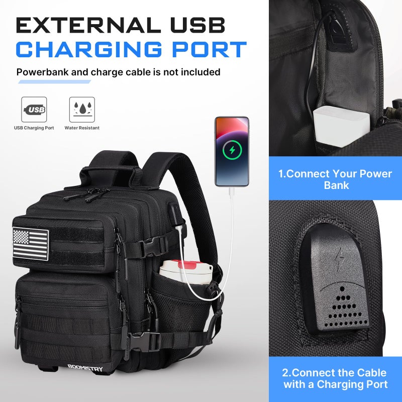 Boomistry 15L Mini Tactical Backpack Small Tactical Backpack for Men and Women, Military Backpack for Gym, Hiking, Daily (Black-15L) - Image 4