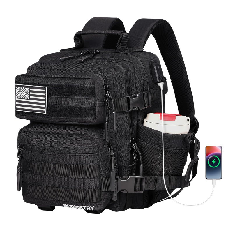Boomistry 15L Mini Tactical Backpack Small Tactical Backpack for Men and Women, Military Backpack for Gym, Hiking, Daily (Black-15L) - Image 1