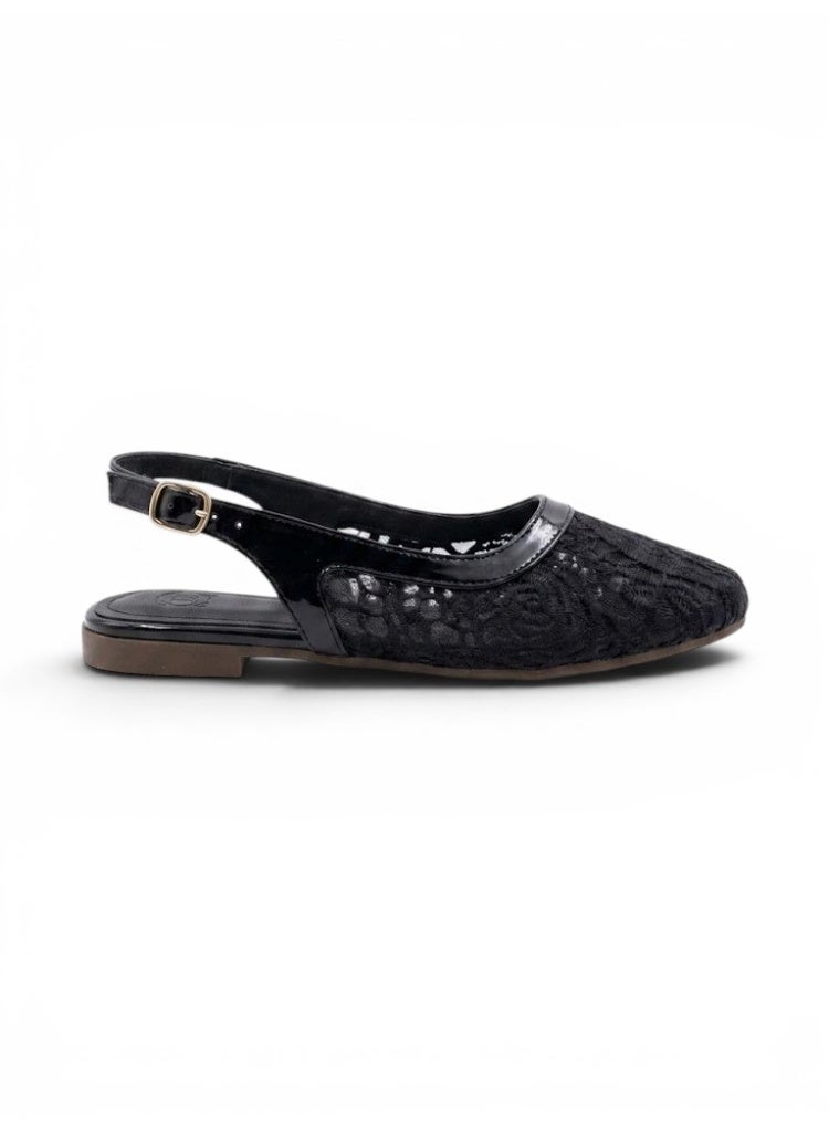 LIFESTYLISH Ballerina Flat Dentelle With Buckle BF-809 - Black - Image 1