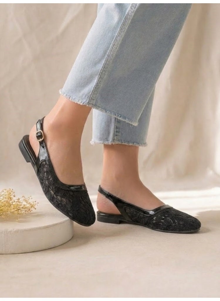 LIFESTYLISH Ballerina Flat Dentelle With Buckle BF-809 - Black - Image 4