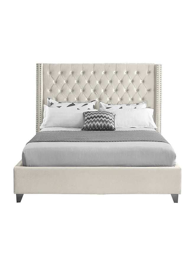 A to Z Furniture Aiden Velvet Bed 180x200cm King size Bed in Beige Color