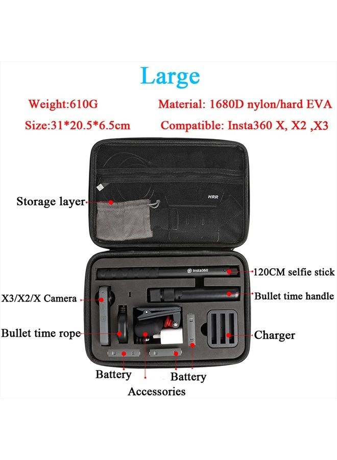 PELLKING Carrying Case For Insta360 One X3 X2 X Camera,Large Hard Shell Bag with EVA Liner Compatible for Insta 360 Bullet Time Handle/Selfie stick and other Accessories  - Image 3