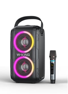 W-KING Bluetooth Speaker Loud 80W, Super Rich Bass, Huge 105dB Sound Powerful Portable Outdoor Speakers Bluetooth Wireless, IPX5 Haut Parleur Speaker Party Lights, EQ, 24H, USB Playback, TF Card, AUX, Black  - Image 1