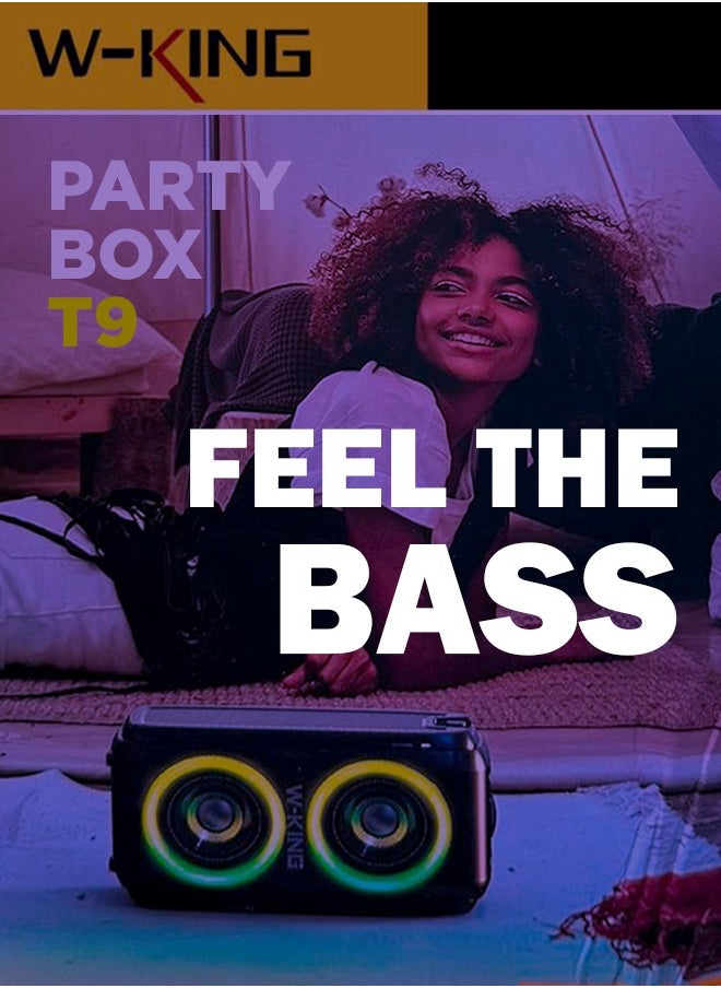 Party Box T-9 Wireless Speaker With Mic, 80W Powerful to Shake the Room