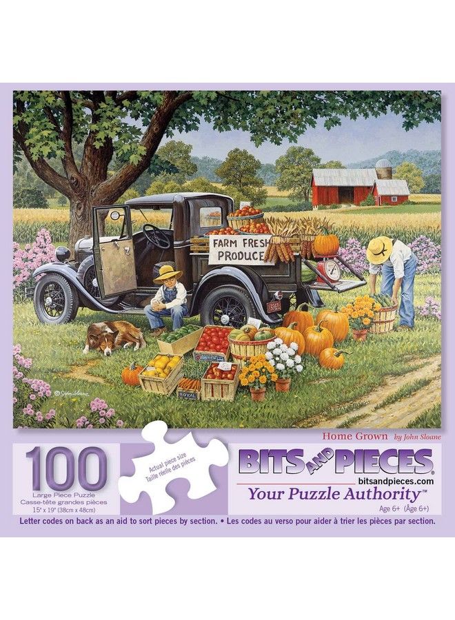 Bits and Pieces 100 Piece Big Piece Jigsaw Puzzle For Seniors 15" X 19" Home Grown 100 Pc Fall On The Farm Large Lettered Pieces Mental & Physical Dexterity Jigsaw By John Sloane - Image 3