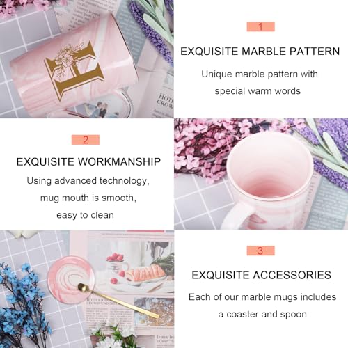 WENSSY Pink 14 Ounce Letter H with Flower Personalized Initial Mugs, Novelty Coffee Mug for Women, Bridal Shower Gifts, Dishwasher Safe Porcelain Cup - Image 5