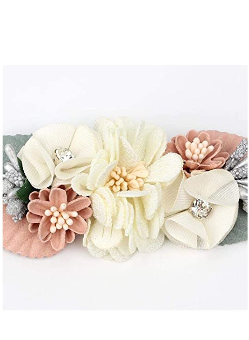 KASTWAVE Flower Nylon Headband, Baby Girl Floral Headbands Set, Elastic Hair Band Handmade Bow for Newborn Infant Toddler Baby Girl 3 Pack - Image 3