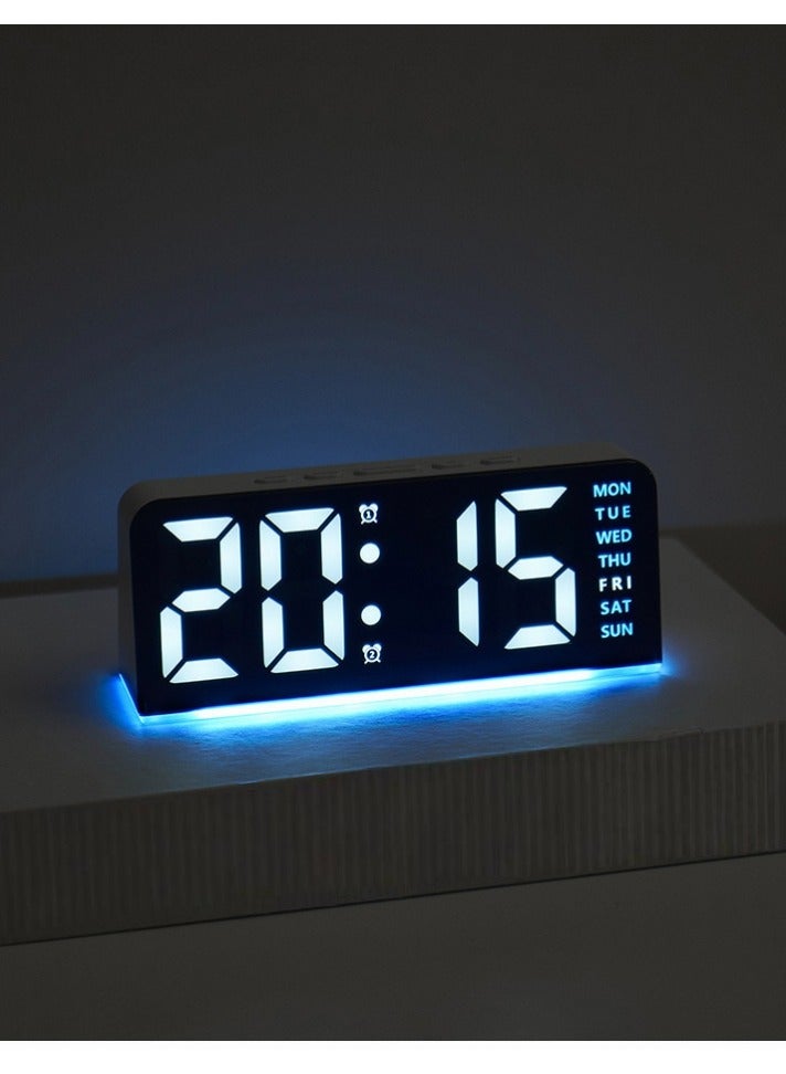  طائرة ورقية ساعة منبه رقمية 6.8 بوصة من، ساعة رقمية ليد مع اضاءة محيطة، مع اليوم/التاريخ/درجة الحرارة/12/24 ساعة/منبه مزدوج/غفوة، ساعة طاولة مكتب بجانب السرير، للمكتب وغرفة النوم والاطفال وكبار السن - Image 1
