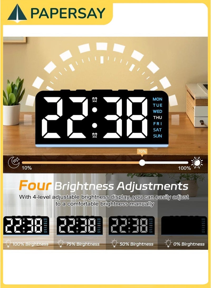  طائرة ورقية ساعة منبه رقمية، ساعة رقمية ليد مع اضاءة محيطة، مع اليوم/التاريخ/درجة الحرارة/12/24 ساعة/منبه مزدوج/غفوة، ساعة طاولة مكتب بجانب السرير، للمكتب وغرفة النوم والاطفال وكبار السن - Image 4