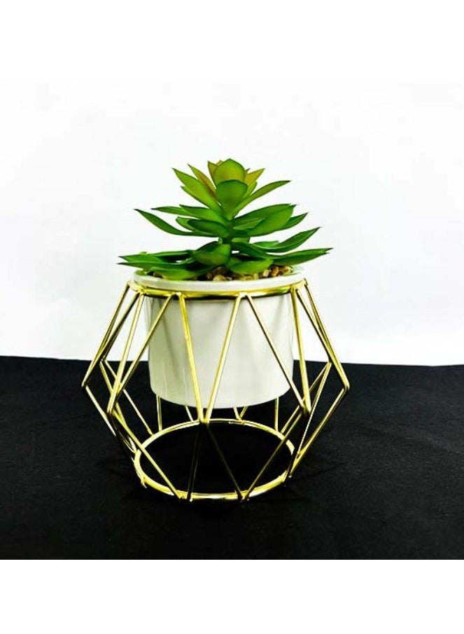 ديكور نبات بغطاء معدني ذهبي-أبيض - متعدد، 1 قطعة، ديكور زهور - Image 1