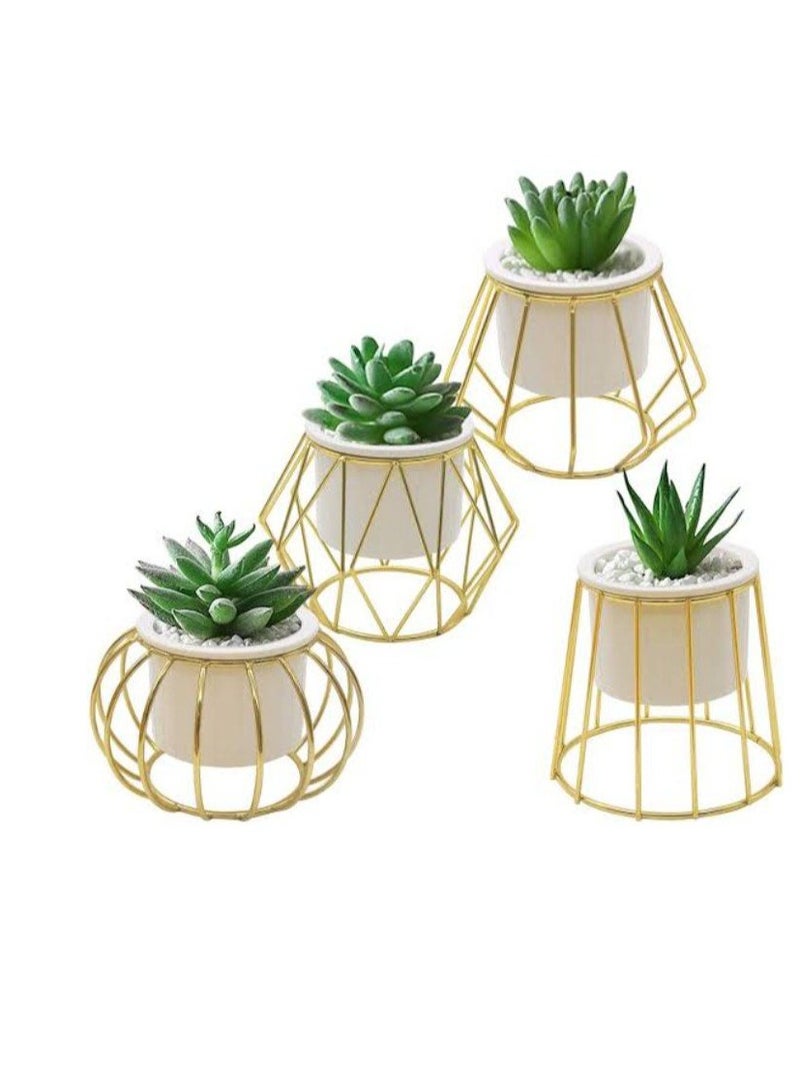 ديكور نبات بغطاء معدني ذهبي-أبيض - متعدد، 1 قطعة، ديكور زهور - Image 2