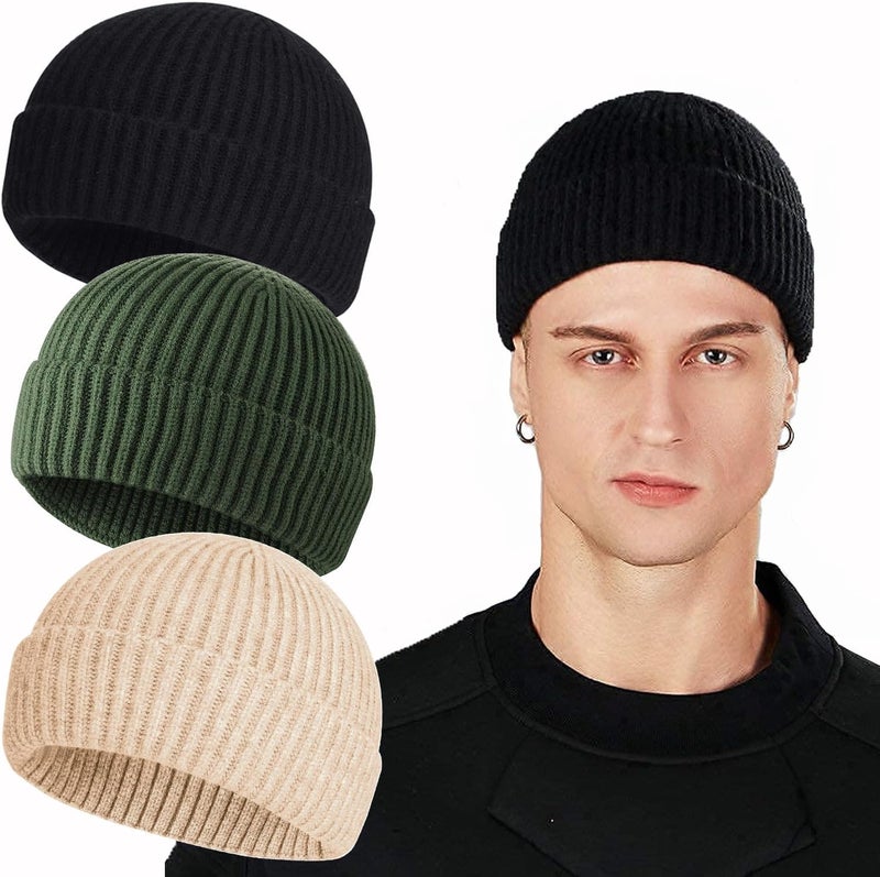 Roybens Swag Wool Knit Cuff Short Fisherman Beanie for Men Women, Winter Warm Hats - Image 1