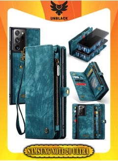 CaseMe Protective Phone Cover Case Wallet Case For Samsung Galaxy Note 20 Ultra, 2 in 1 Detachable Premium Leather Magnetic Zipper Pouch Wristlet Flip Phone Case (Blue)  - Image 1