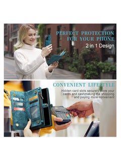 CaseMe Protective Phone Cover Case Wallet Case For Samsung Galaxy Note 20 Ultra, 2 in 1 Detachable Premium Leather Magnetic Zipper Pouch Wristlet Flip Phone Case (Blue)  - Image 3