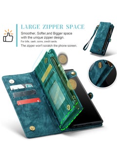 CaseMe Protective Phone Cover Case Wallet Case For Samsung Galaxy Note 20 Ultra, 2 in 1 Detachable Premium Leather Magnetic Zipper Pouch Wristlet Flip Phone Case (Blue)  - Image 4