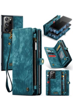 CaseMe Protective Phone Cover Case Wallet Case For Samsung Galaxy Note 20 Ultra, 2 in 1 Detachable Premium Leather Magnetic Zipper Pouch Wristlet Flip Phone Case (Blue)  - Image 2
