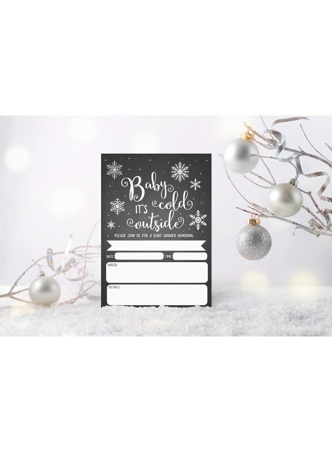 Your Main Event Prints Baby It's Cold Outside Snowflake Baby Shower Invitations - Christmas Winter Wonderland Baby Shower Invites and Diaper Raffles - 20 Fill-in Invitations and Envelopes - Image 4