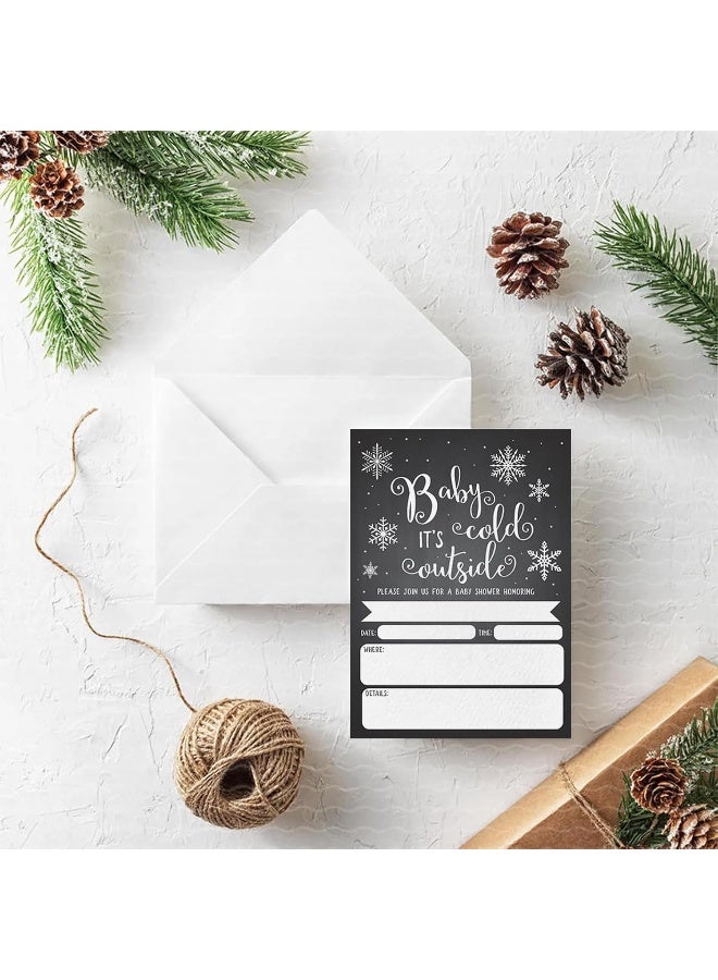 Your Main Event Prints Baby It's Cold Outside Snowflake Baby Shower Invitations - Christmas Winter Wonderland Baby Shower Invites and Diaper Raffles - 20 Fill-in Invitations and Envelopes - Image 2