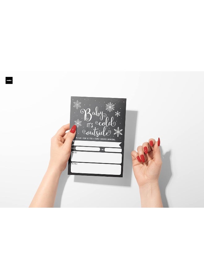 Your Main Event Prints Baby It's Cold Outside Snowflake Baby Shower Invitations - Christmas Winter Wonderland Baby Shower Invites and Diaper Raffles - 20 Fill-in Invitations and Envelopes - Image 5