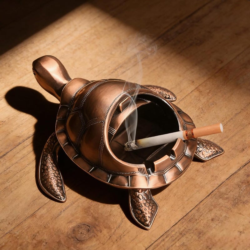 Generic Turtle Ashtray, Metal Patio Ashtray With Lid, Vintage Red-Bronze Outdoor Ashtray, 7.1 X 6.1 In, Home Decor Gift For Longevity - Image 3