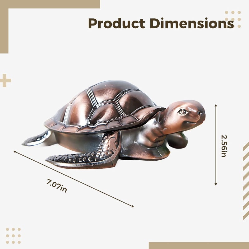 Generic Turtle Ashtray, Metal Patio Ashtray With Lid, Vintage Red-Bronze Outdoor Ashtray, 7.1 X 6.1 In, Home Decor Gift For Longevity - Image 5
