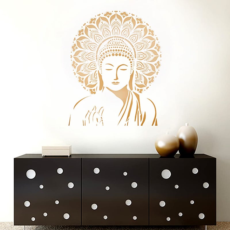 DECORZE Buddha Wall Art, Buddha Stencils, Buddha Art, Budda Stencil for Painting, Buddha Paiting on Wall, Buddha Designs on WallsDBS-0122 - Image 1