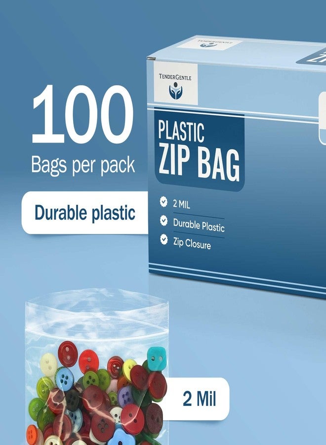 TenderGentle Plastic Zip Bags, 2 Mil - 100 8x10 Medium Clear Bags - 2 Mil Medium Zip Lock Top for Food, Jewelry, Storage, and More - Image 3
