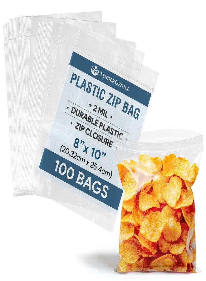TenderGentle Plastic Zip Bags, 2 Mil - 100 8x10 Medium Clear Bags - 2 Mil Medium Zip Lock Top for Food, Jewelry, Storage, and More - Image 1