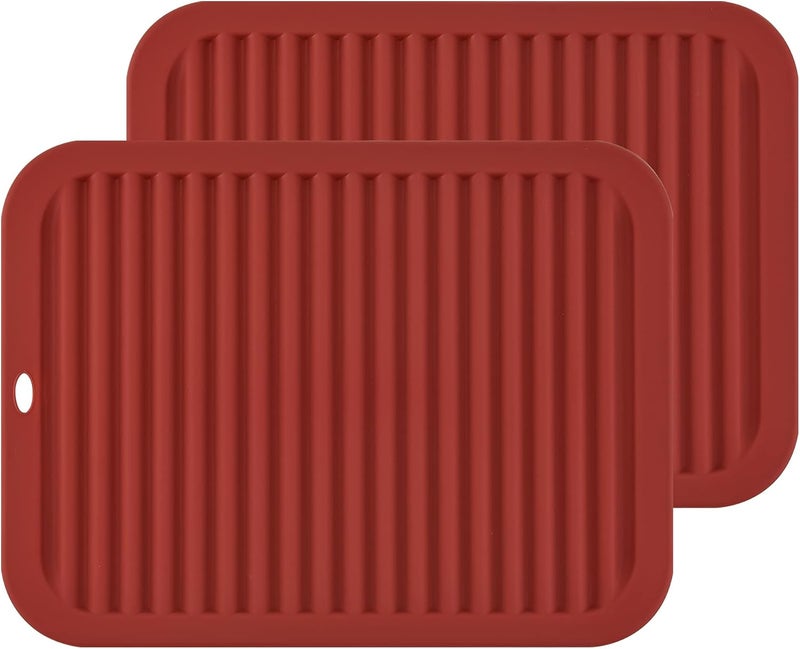 Smithcraft Silicone Trivets for Hot Dishes, Pots and Pans, Hot Pads for Kitchen Counter, Silicone Pot Holders Mats, Heat Resistant Mat for Quartz Countertops, Multi Use Trivet Mat Set 2 Merlot Red - Image 1