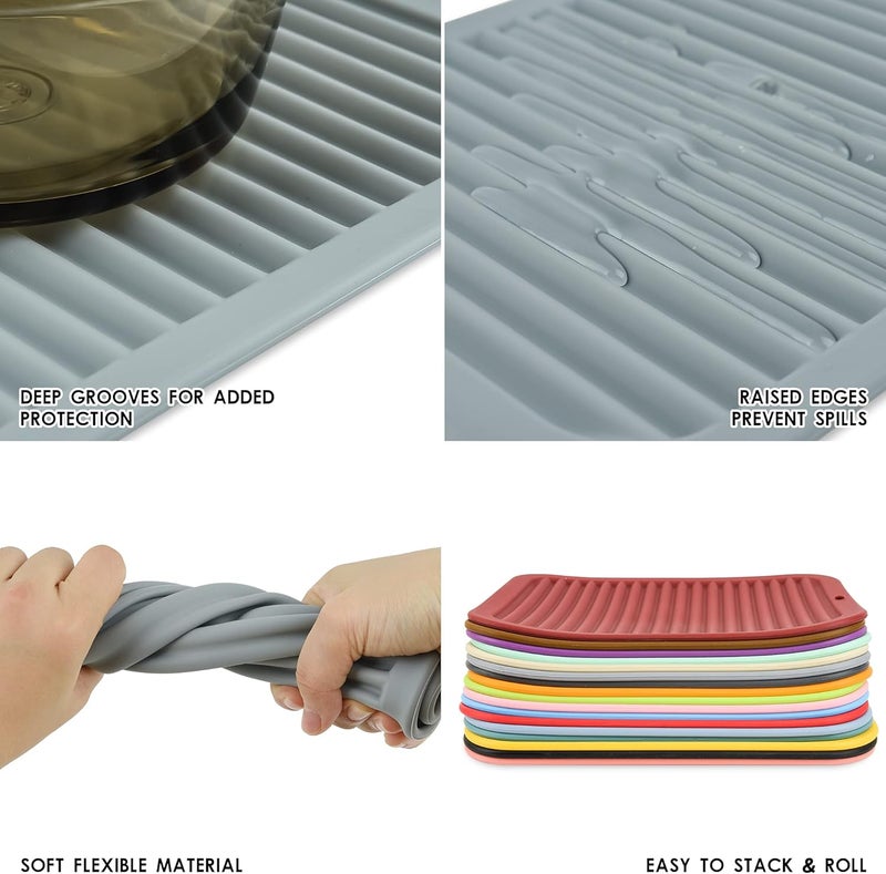 Smithcraft Silicone Trivets for Hot Dishes, Pots and Pans, Hot Pads for Kitchen Counter, Silicone Pot Holders Mats, Heat Resistant Mat for Quartz Countertops, Multi Use Trivet Mat Set 2 Merlot Red - Image 4