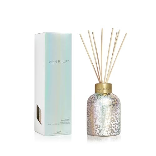 Capri Blue Reed Diffuser - Reed Diffuser Set Includes Scented Oil, Sticks, and Mercury Iridescent Glass Bottle - Home Decor Room Fresheners - Volcano (5.7 fl oz) - Image 1