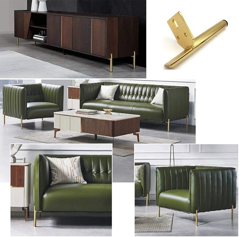 Ali Emporio Sofa Hardware Leg 5 Inch Golden Glossy Finish Handle Shape Furniture Feet Support LegsStraight Bar Bridge Type Bathroom Cabinet Feet Pack of 4 with Screw - Image 2